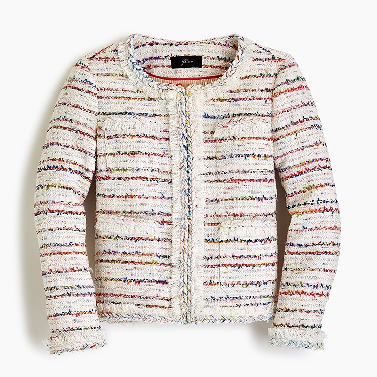Nwot J.Crew White Rainbow Tweed Lady Jacket Size 14